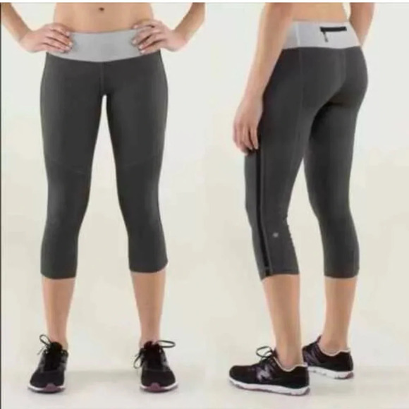 Lululemon Race With Grace Gray Soot Light Running Crop Reflective Run Tight 10 - Picture 2 of 5